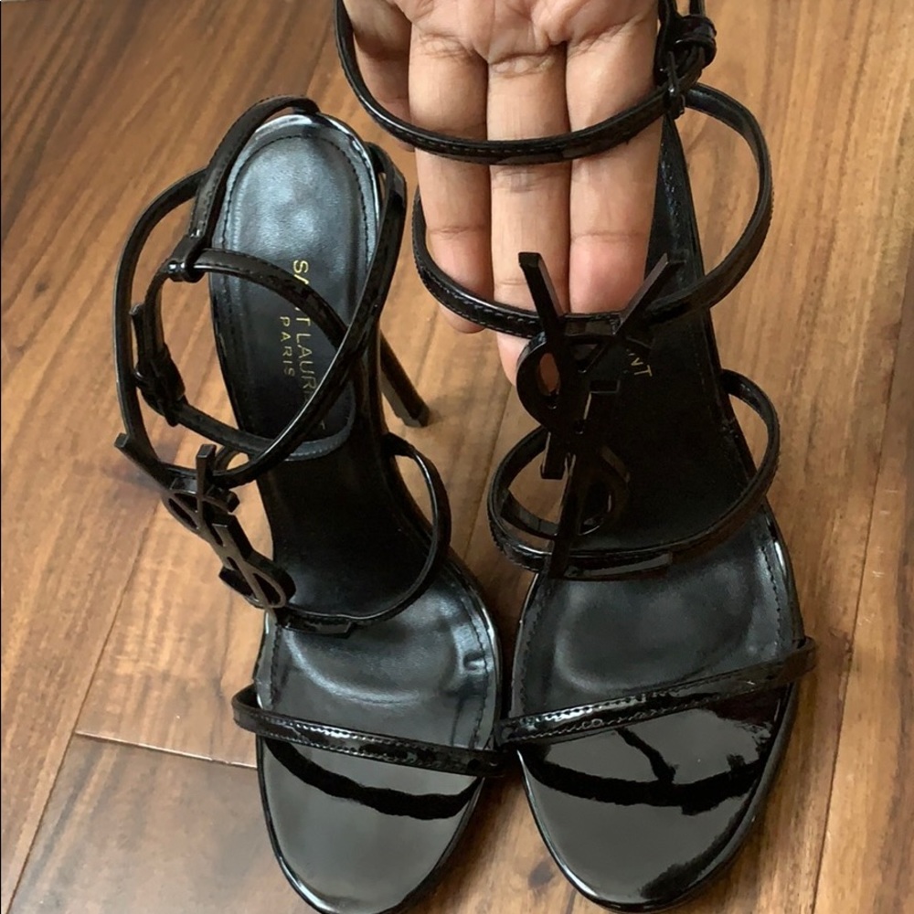 YSL Cassandra Blk Patent Heels